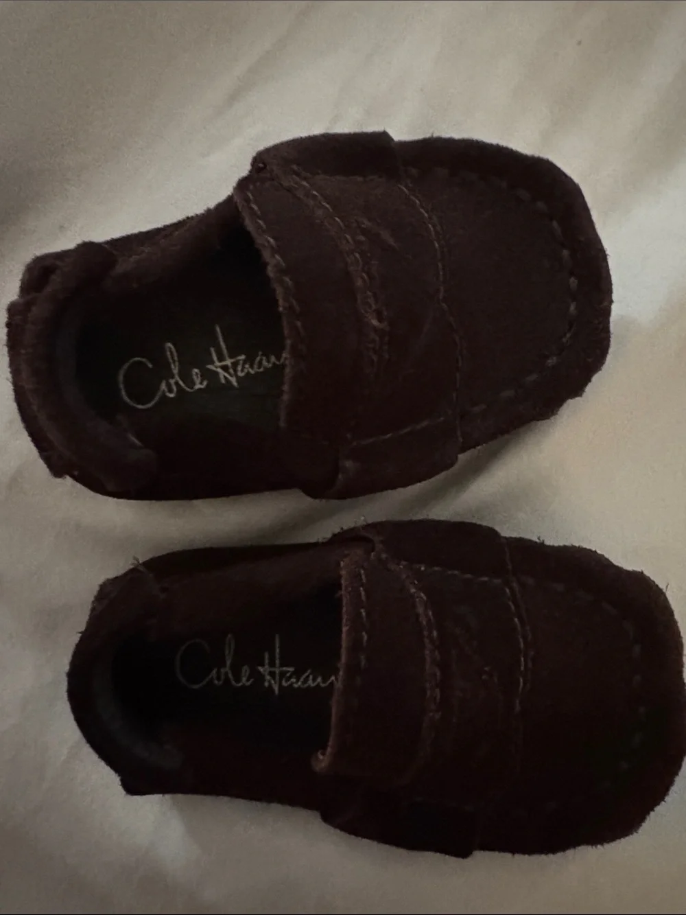 Cole Haan baby shoes size 1 / newborn Dark Brown Suede Moccasins- nwt
